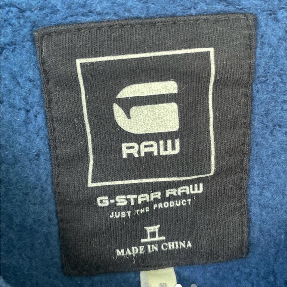 G-star Raw blue pullover sweater/sweatshirt features a layered crewneck sz XL - Picture 6 of 7